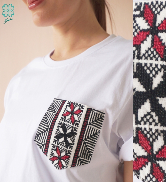 White desert T-shirt with black embroidery - for him and her