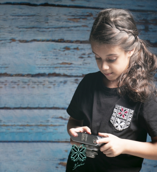 Black T-shirt for kids with hand embroidered pocket